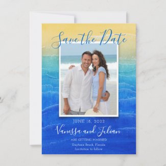 Watercolor Beach Photo Save the Date