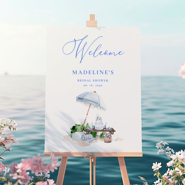 Watercolor Beach Picnic Bridal Shower Welcome Poster (Creator Uploaded)