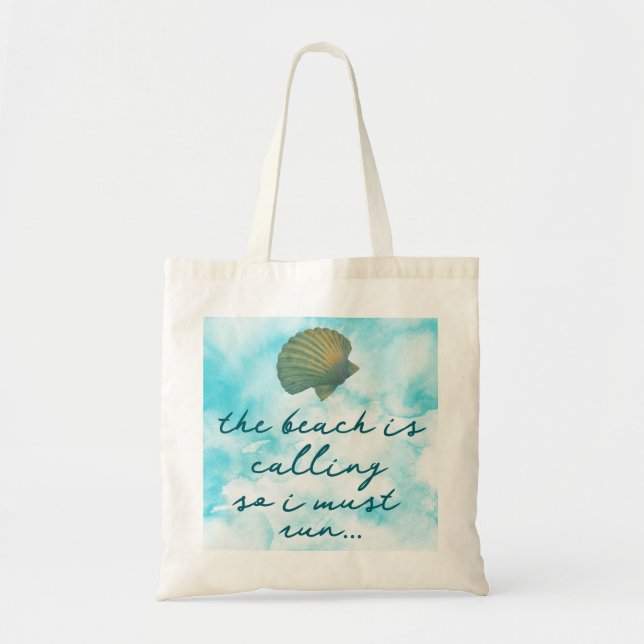 Watercolor Beach Quote Tote Bag (Front)