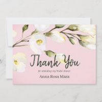*~* Watercolor Beach Rose Buds Bridal Shower Thank You Card