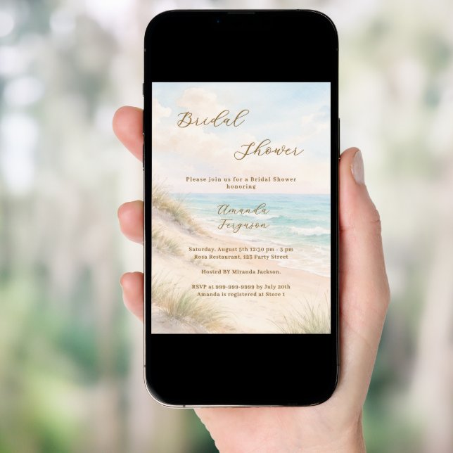 Watercolor beach sand dunes Bridal Shower Invitation (Front Digital)