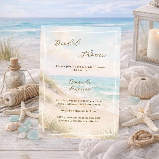 Watercolor beach sand dunes Bridal Shower Invitation (Creator Uploaded)