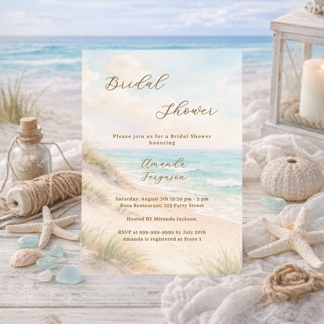 Watercolor beach sand dunes Bridal Shower Invitation (Creator Uploaded)