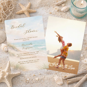Watercolor beach sand dunes photo Bridal Shower Invitation