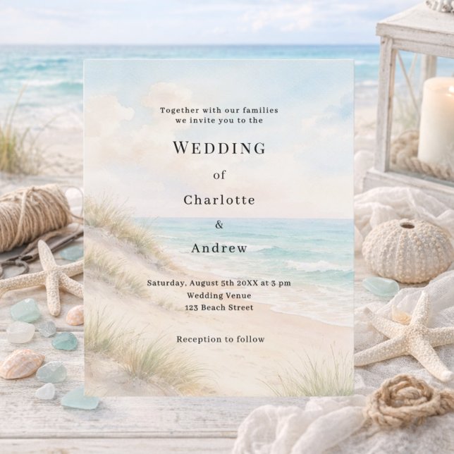 Watercolor beach sand dunes wedding invitation (Creator Uploaded)