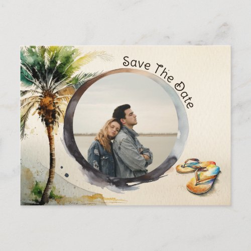 Watercolor Beach Save the Date Postcard