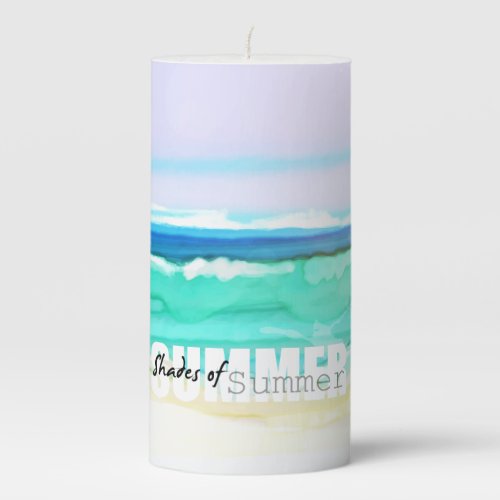 Watercolor Beach Scene 1 Pillar Candle