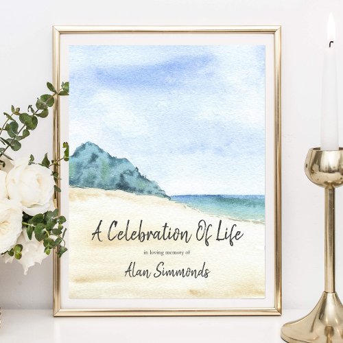 Watercolor Beach Scene Celebration Of Life Poster
