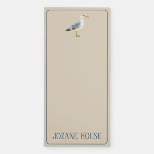 Watercolor Beach Seagull Personalized Magnetic Notepad