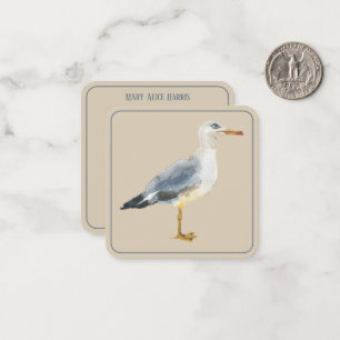Watercolor Beach Seagull Personalized Note Card