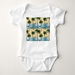Watercolor beach, seamless tranquility baby bodysuit