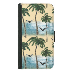 Watercolor beach, seamless tranquility samsung galaxy s5 wallet case