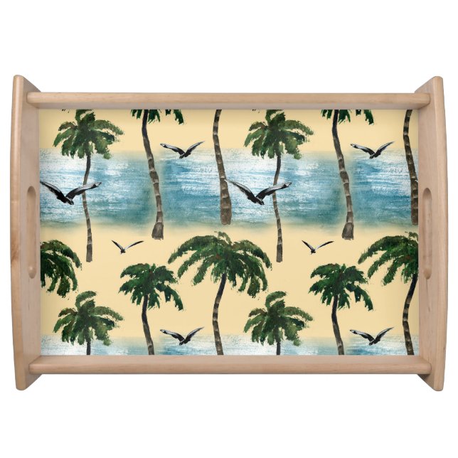 Watercolor beach, seamless tranquility serving tray (Front)