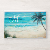 Watercolor Beach Seascape Personalized Monogram HP Laptop Skin (Front)