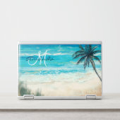 Watercolor Beach Seascape Personalized Monogram HP Laptop Skin (Front)