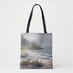 Watercolor Beach Seashore Modern Tote Bag