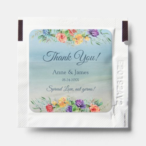 Watercolor Beach Seaside Floral Wedding Favors Hand Sanitizer Packet