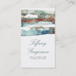 Watercolor Beach Splash Modern Tropical Ocean Business Card