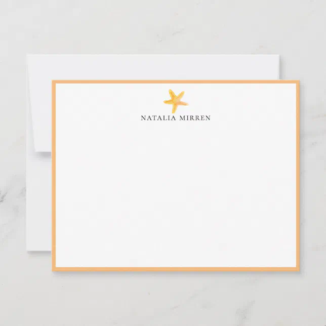 Watercolor Beach Starfish Note Card | Zazzle