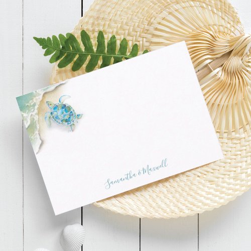 Watercolor Beach Stationery Personalized Note Card