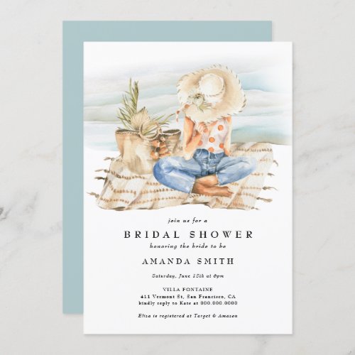 Watercolor Beach Summer Tropical Bridal Shower Invitation