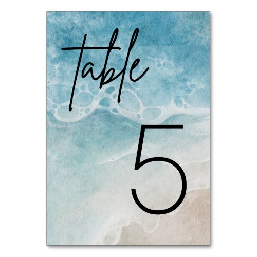 Watercolor Beach Summer Wedding Table Table Number