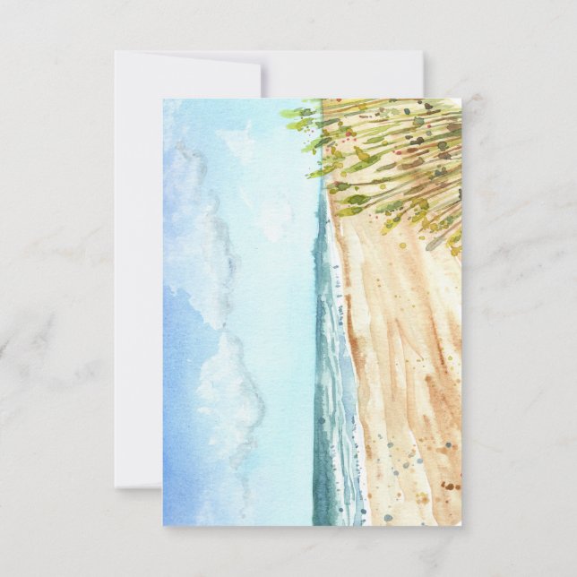 Watercolor Beach  Thank You, Sympathy   Note Card (Back)