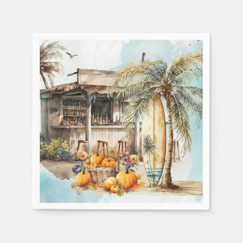 Watercolor Beach Thanksgiving Napkins