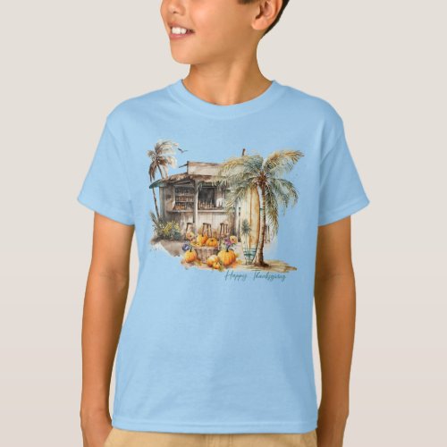 Watercolor Beach Thanksgiving T_Shirt