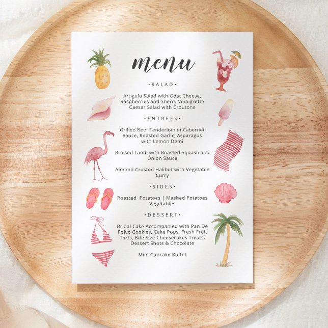 Watercolor Beach Theme Menu Invitation (Creator Uploaded)