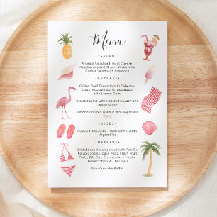Watercolor Beach Theme Menu Invitation