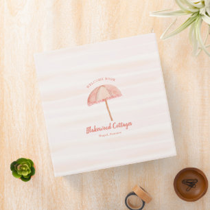 Watercolor Beach Umbrella Tropical Vacation Home 3 Ring Binder