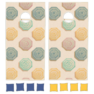 Watercolor Beach Umbrellas Cornhole Board Set