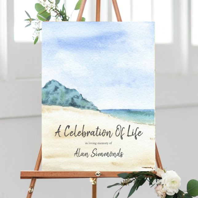 Watercolor Beach Water Celebration Of Life Foam Board (Creator Uploaded)