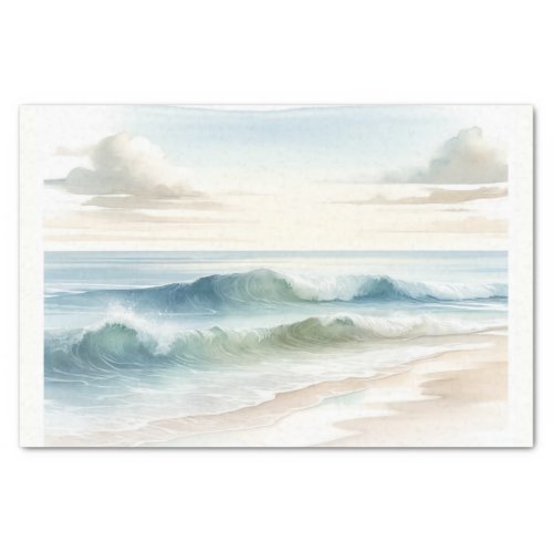 Watercolor Beach Waves Coastal Beach Wedding Tissue Paper