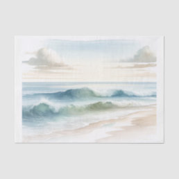 Watercolor Beach Waves Coastal Beach Wedding Tissue Paper
