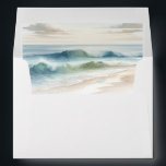 Watercolor Beach Waves Rustic Coastal Wedding Envelope<br><div class="desc">Matching items available.</div>