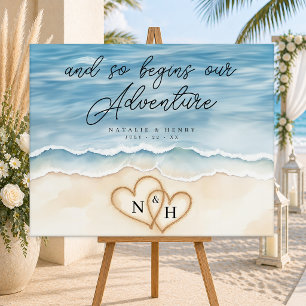 Watercolor Beach Wedding Adventure Sign