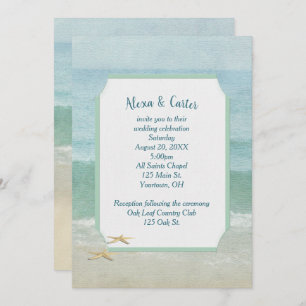 Watercolor Beach Wedding and Starfish Invitation
