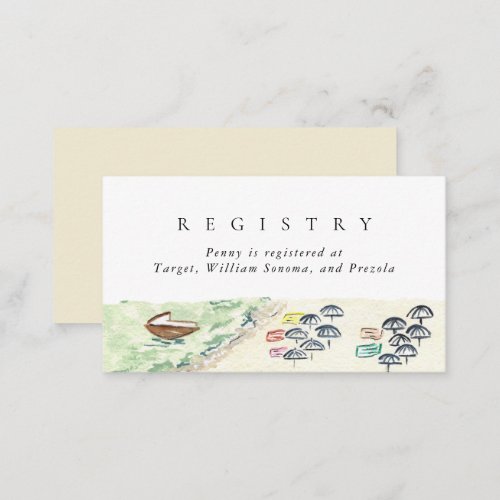 Watercolor Beach Wedding Bridal Registry Enclosure Card