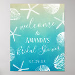 Watercolor Beach Wedding Bridal Shower Welcome Poster at Zazzle