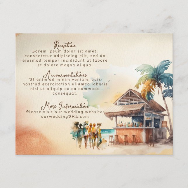 Watercolor Beach Wedding Enclosure Card (Front)