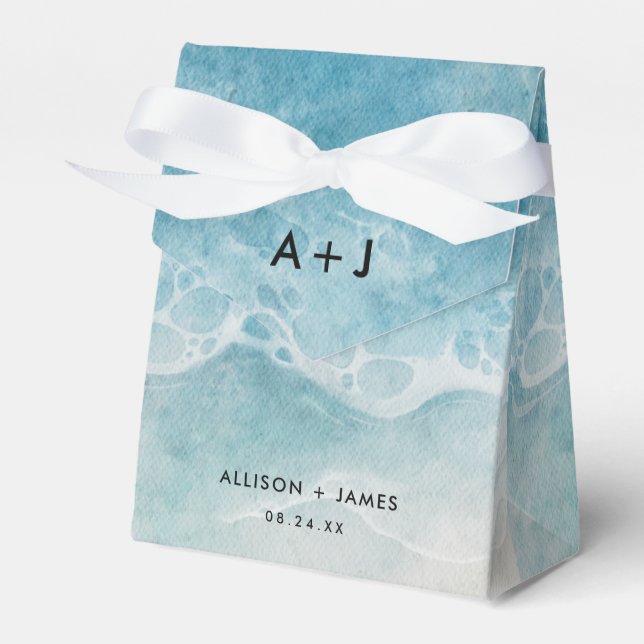 Watercolor Beach Wedding Guests Favor Boxes (Front Side)