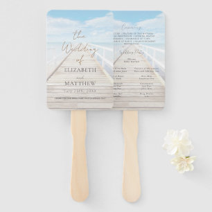 Watercolor Beach Wedding Hand Fan