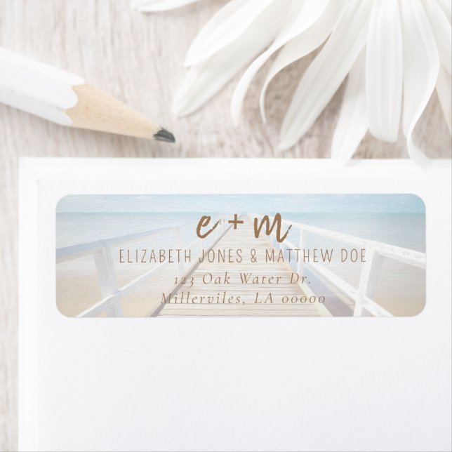 Watercolor Beach Wedding Label (Insitu)