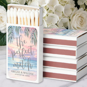 Watercolor Beach Wedding Matchboxes