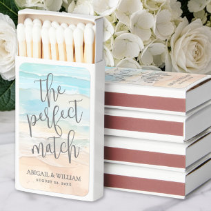 Watercolor Beach Wedding Matchboxes