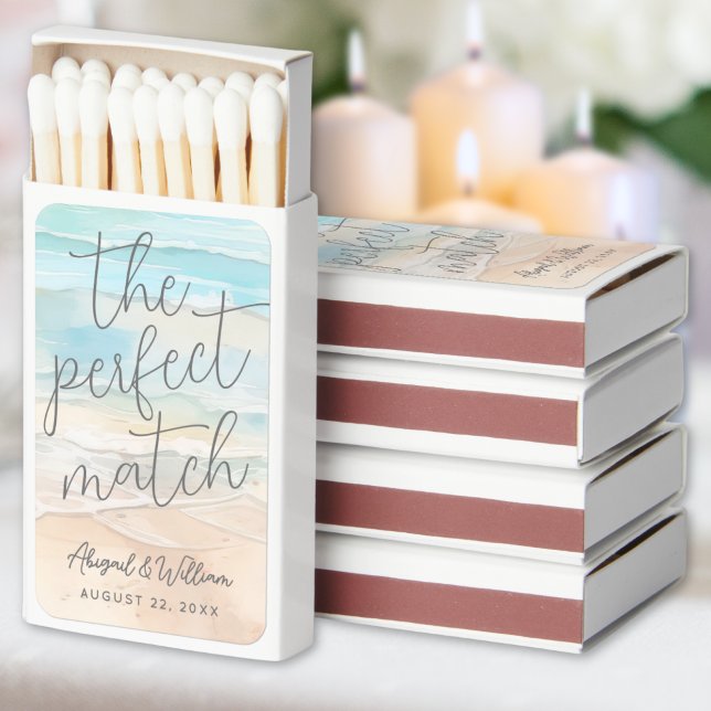 Watercolor Beach Wedding Matchboxes (Watercolor Beach Wedding Matchboxes)