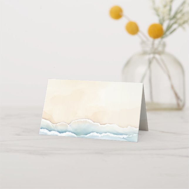 Watercolor Beach Wedding Place Cards (Back)