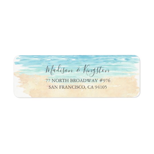 Watercolor Beach Wedding Return Address Label | Zazzle.com